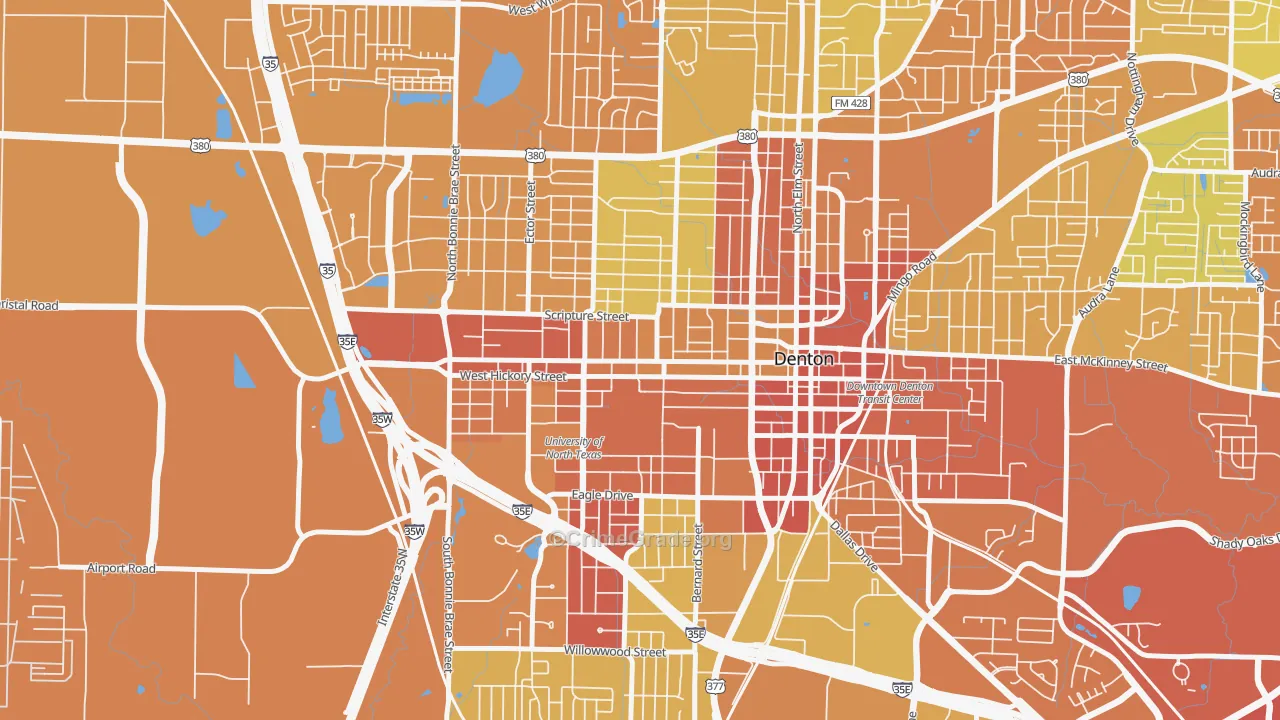 76201, TX Map of Drug-Related Crime Rates