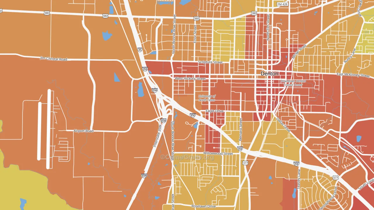 76203, TX Map of Drug-Related Crime Rates