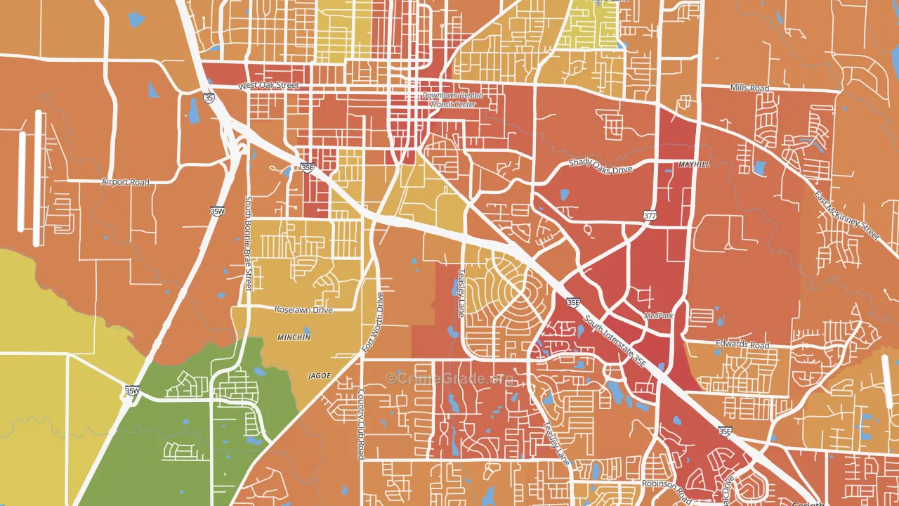 76205, TX Map of Drug-Related Crime Rates