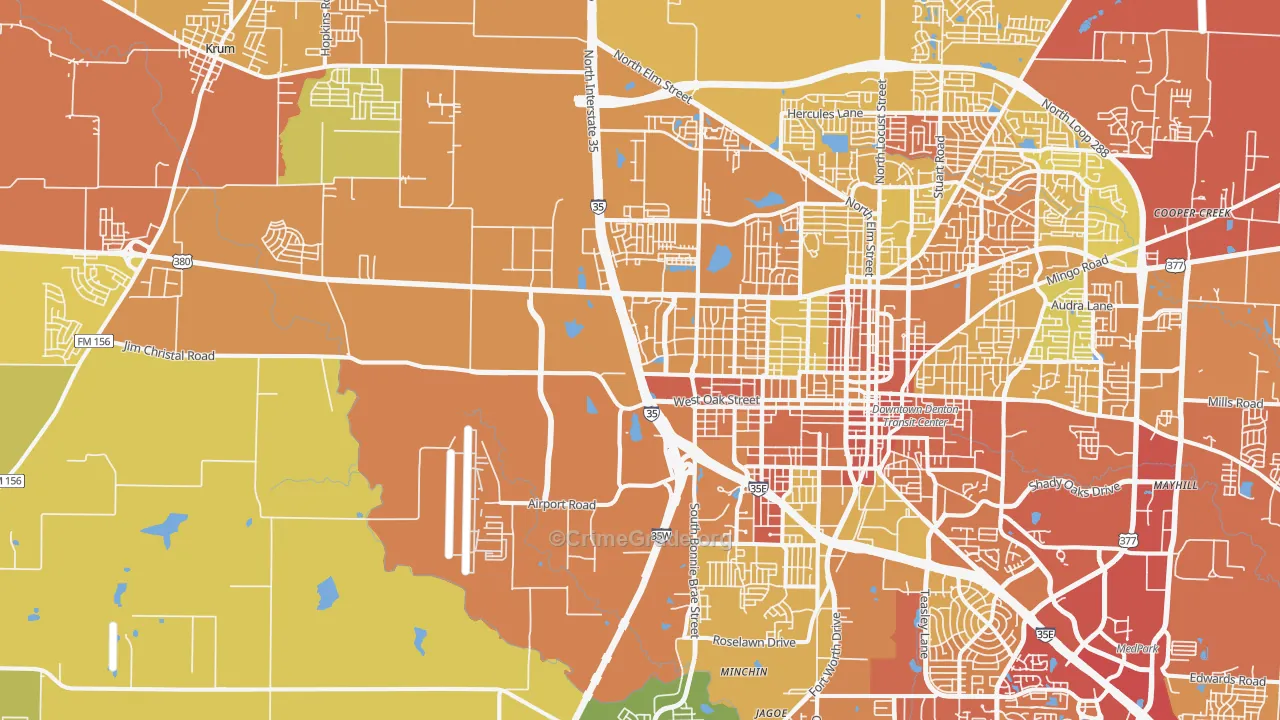 76207, TX Map of Drug-Related Crime Rates