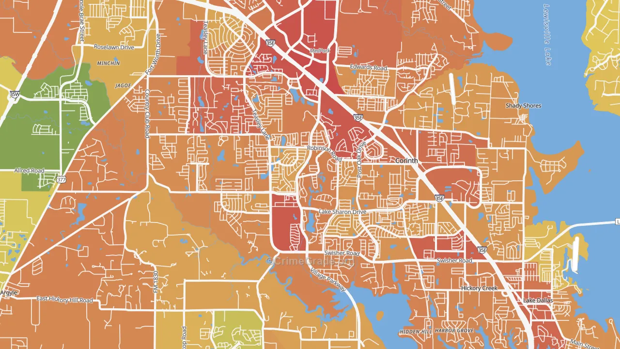 76210, TX Map of Drug-Related Crime Rates