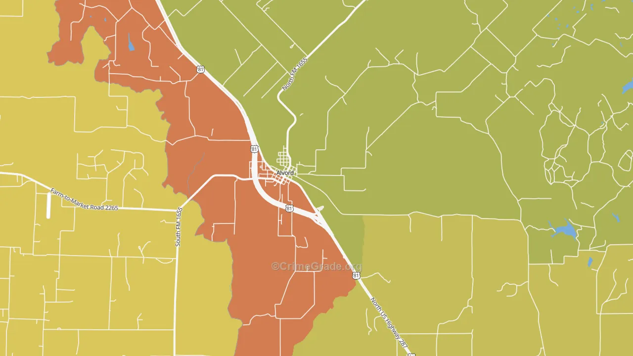 76225, TX Map of Drug-Related Crime Rates