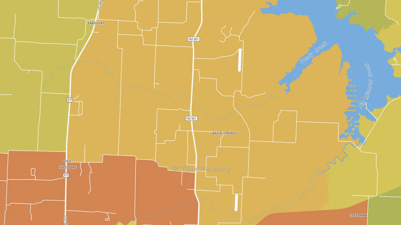 76264, TX Map of Drug-Related Crime Rates