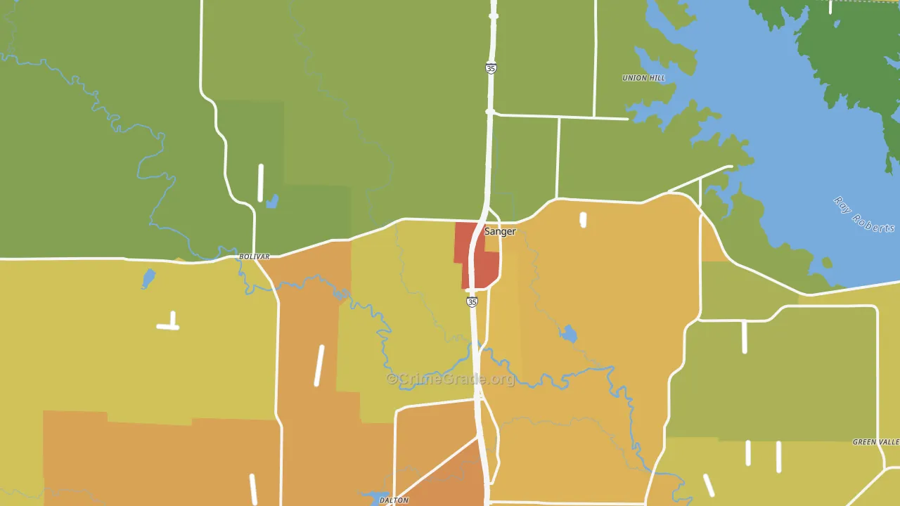 76266, TX Map of Drug-Related Crime Rates
