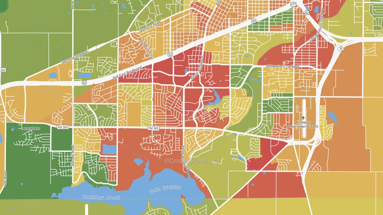 76308, TX Map of Drug-Related Crime Rates
