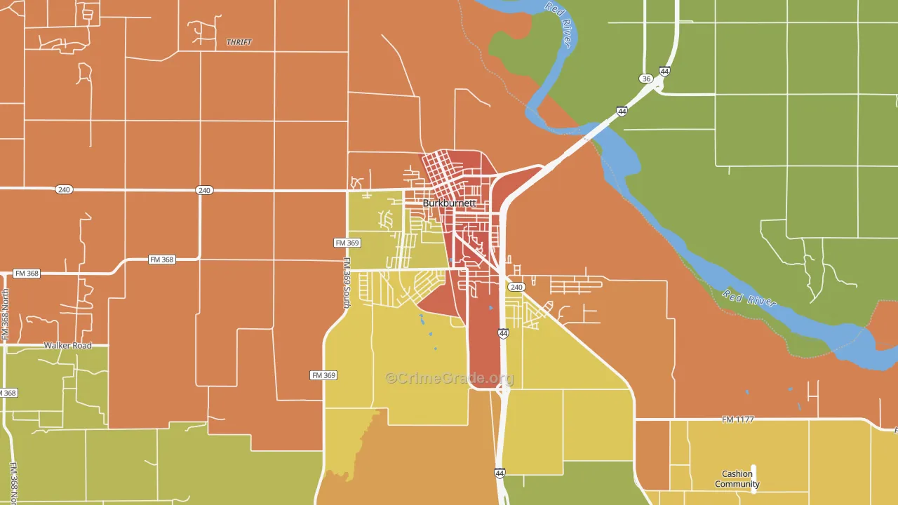 76354, TX Map of Drug-Related Crime Rates