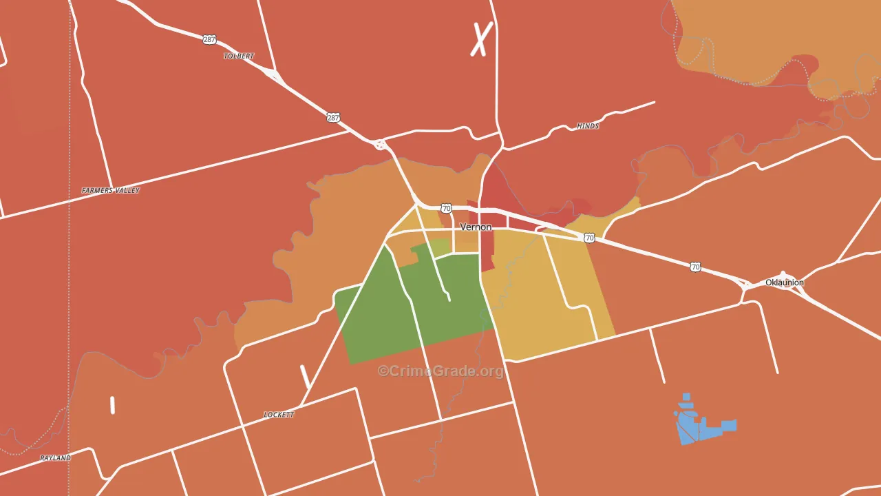 76384, TX Map of Drug-Related Crime Rates