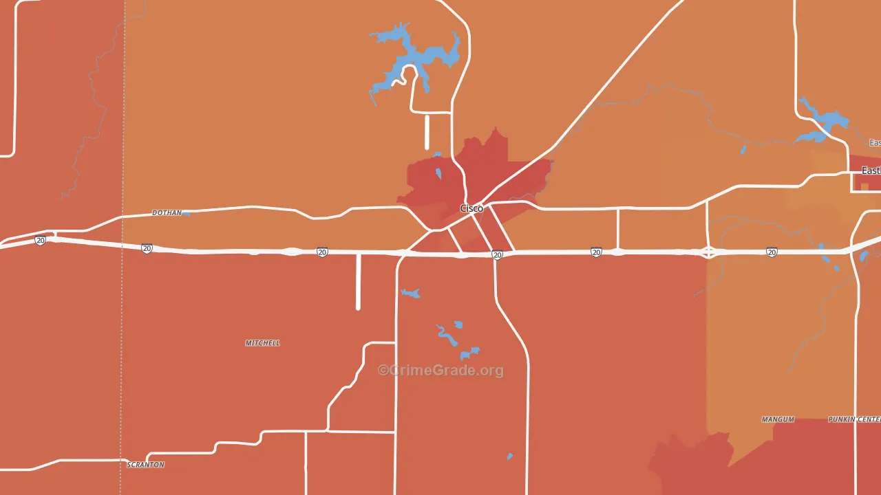 76437, TX Map of Drug-Related Crime Rates