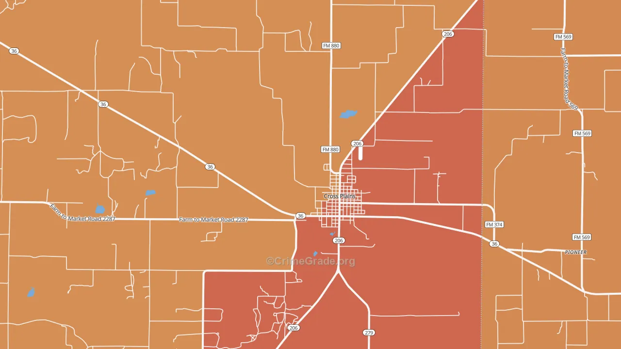 76443, TX Map of Drug-Related Crime Rates