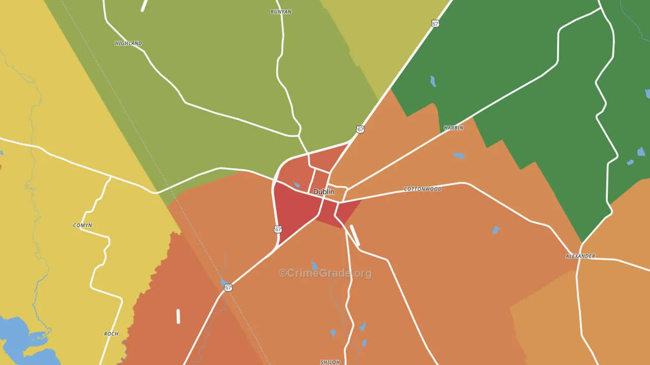 76446, TX Map of Drug-Related Crime Rates