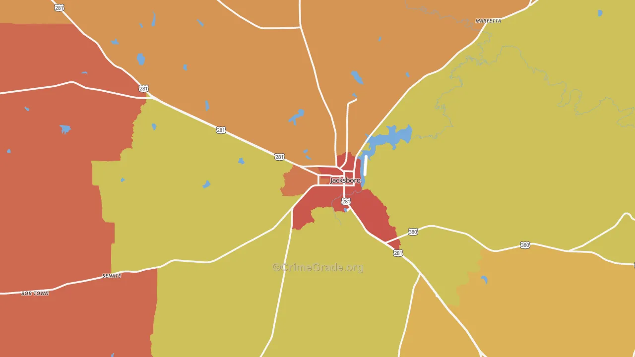 76458, TX Map of Drug-Related Crime Rates