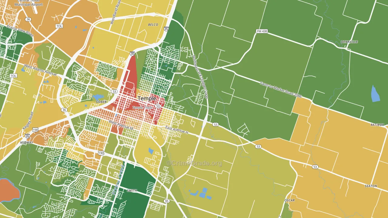 76501, TX Map of Drug-Related Crime Rates