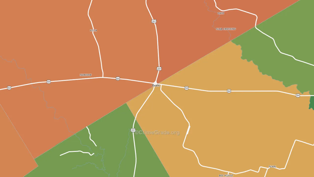 76525, TX Map of Drug-Related Crime Rates
