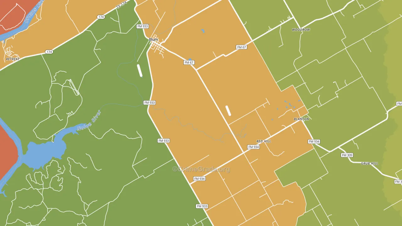76627, TX Map of Drug-Related Crime Rates