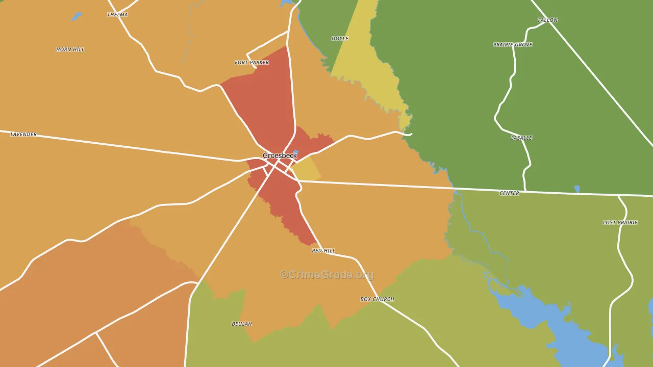 76642, TX Map of Drug-Related Crime Rates