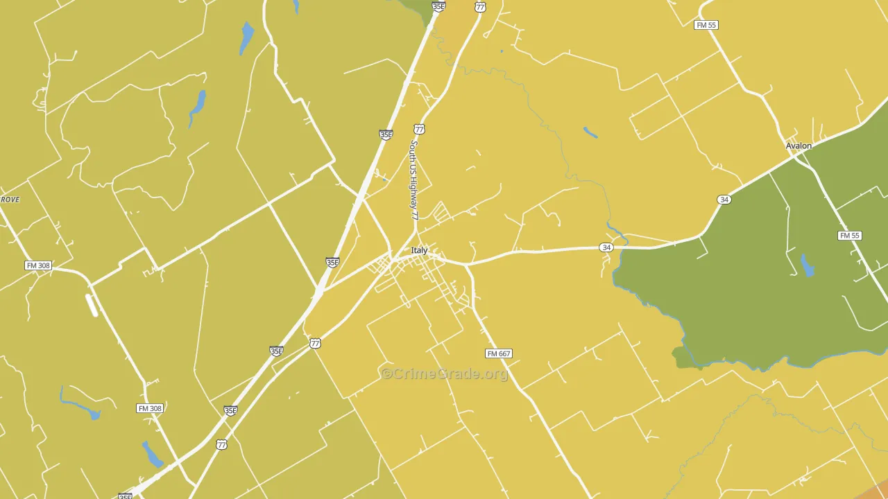 76651, TX Map of Drug-Related Crime Rates