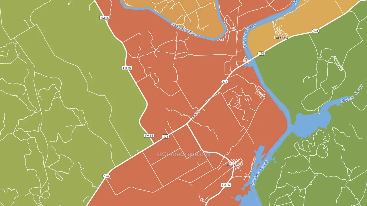 76652, TX Map of Drug-Related Crime Rates