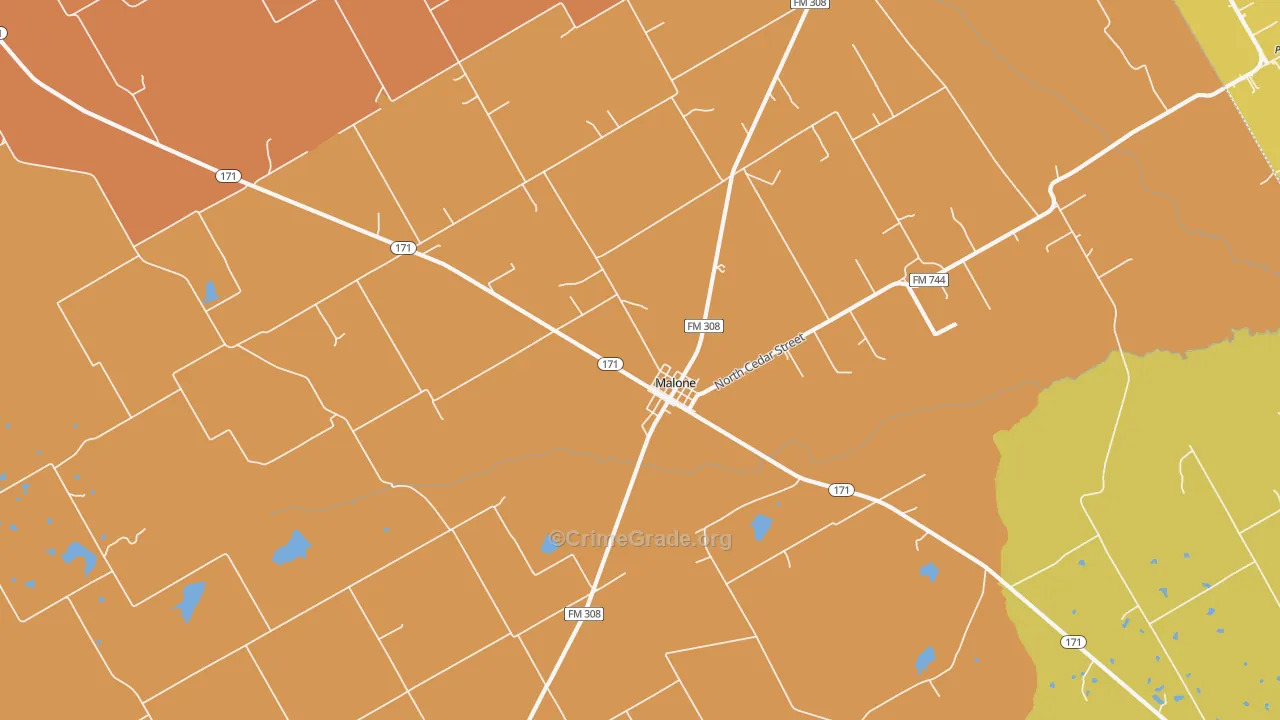 76660, TX Map of Drug-Related Crime Rates