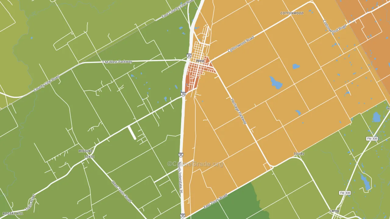 76691, TX Map of Drug-Related Crime Rates