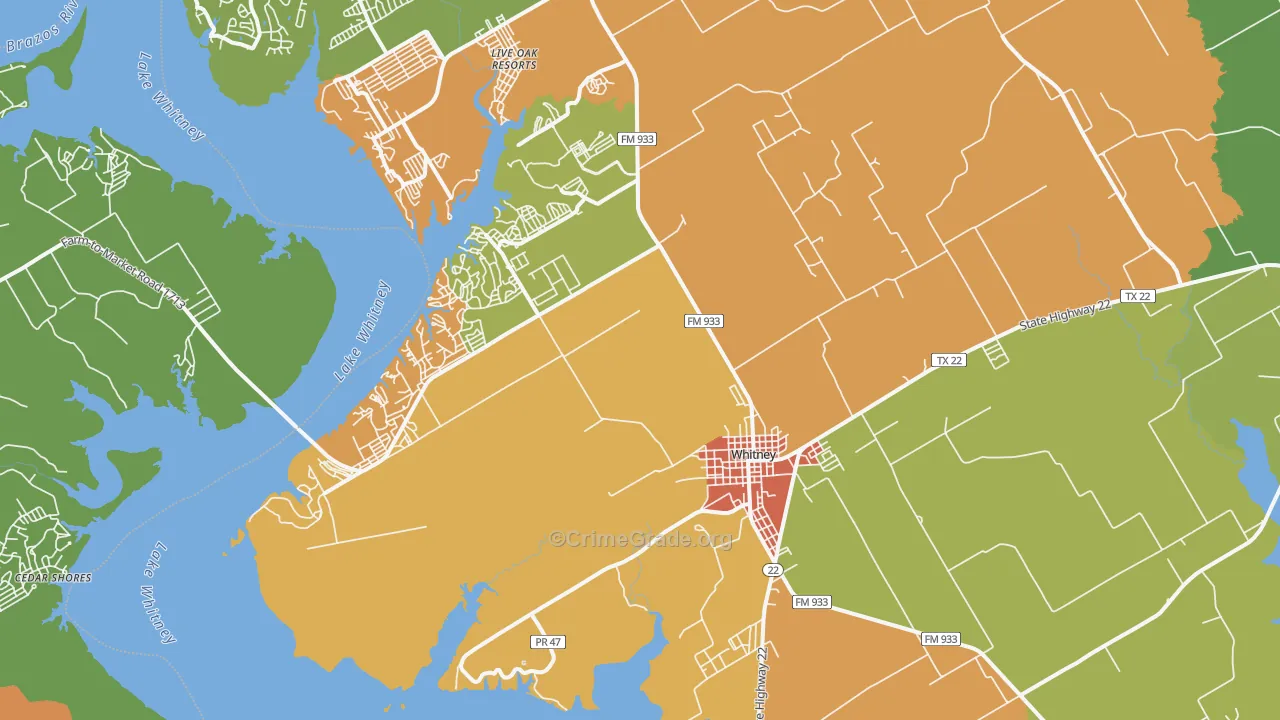 76692, TX Map of Drug-Related Crime Rates