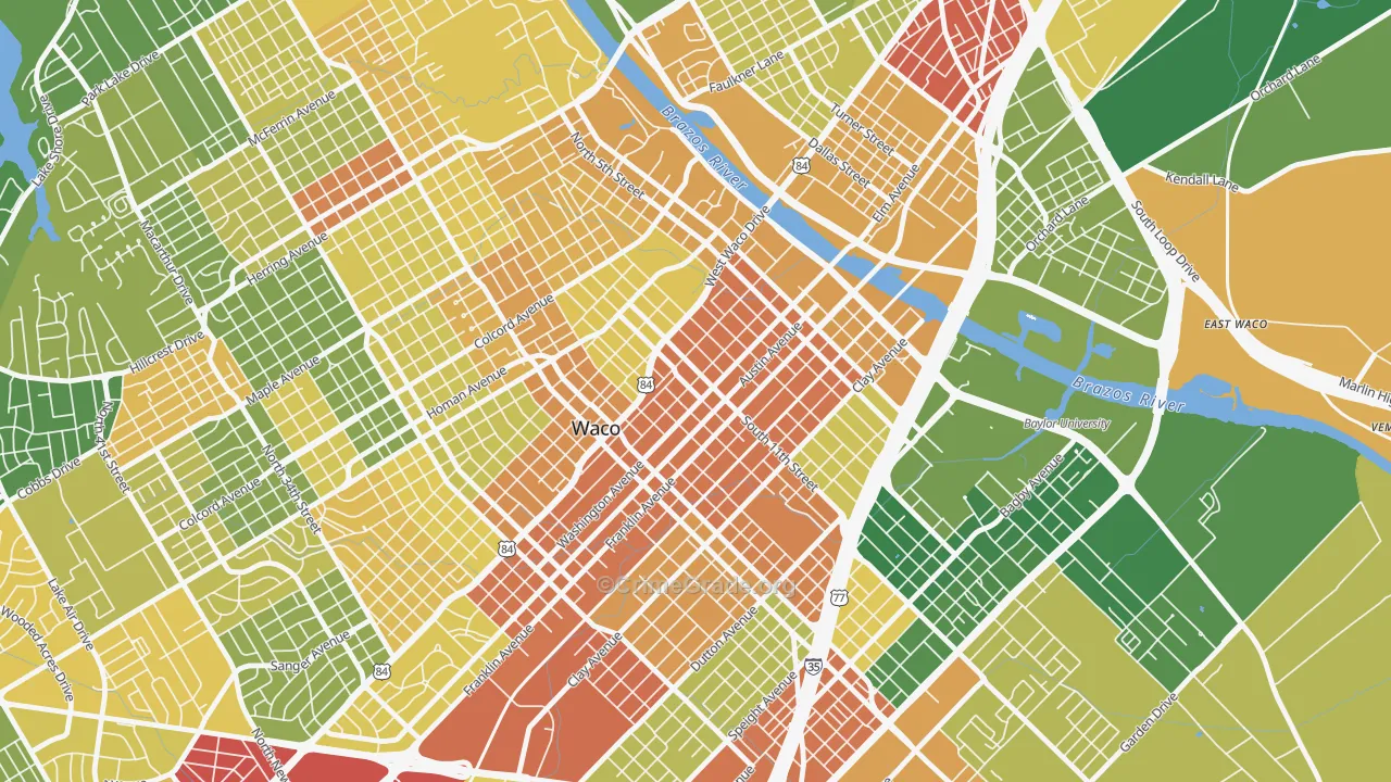 76701, TX Map of Drug-Related Crime Rates