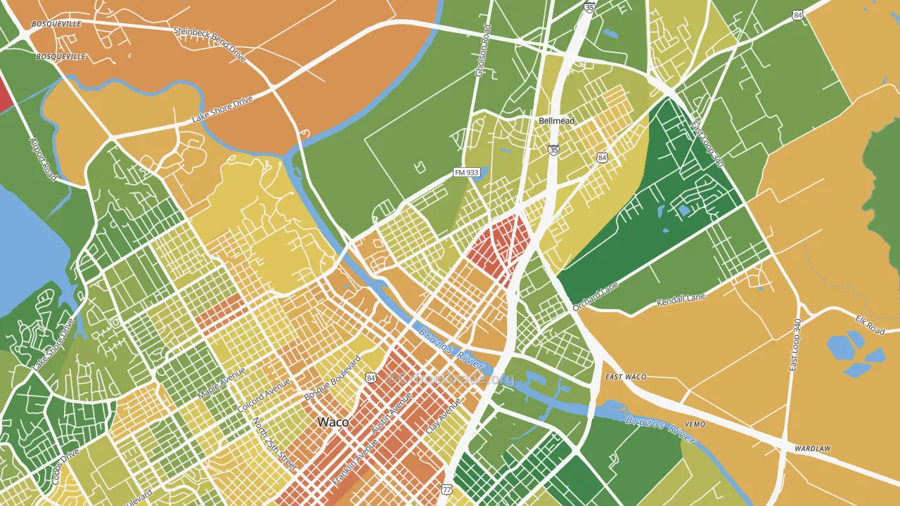 76704, TX Map of Drug-Related Crime Rates