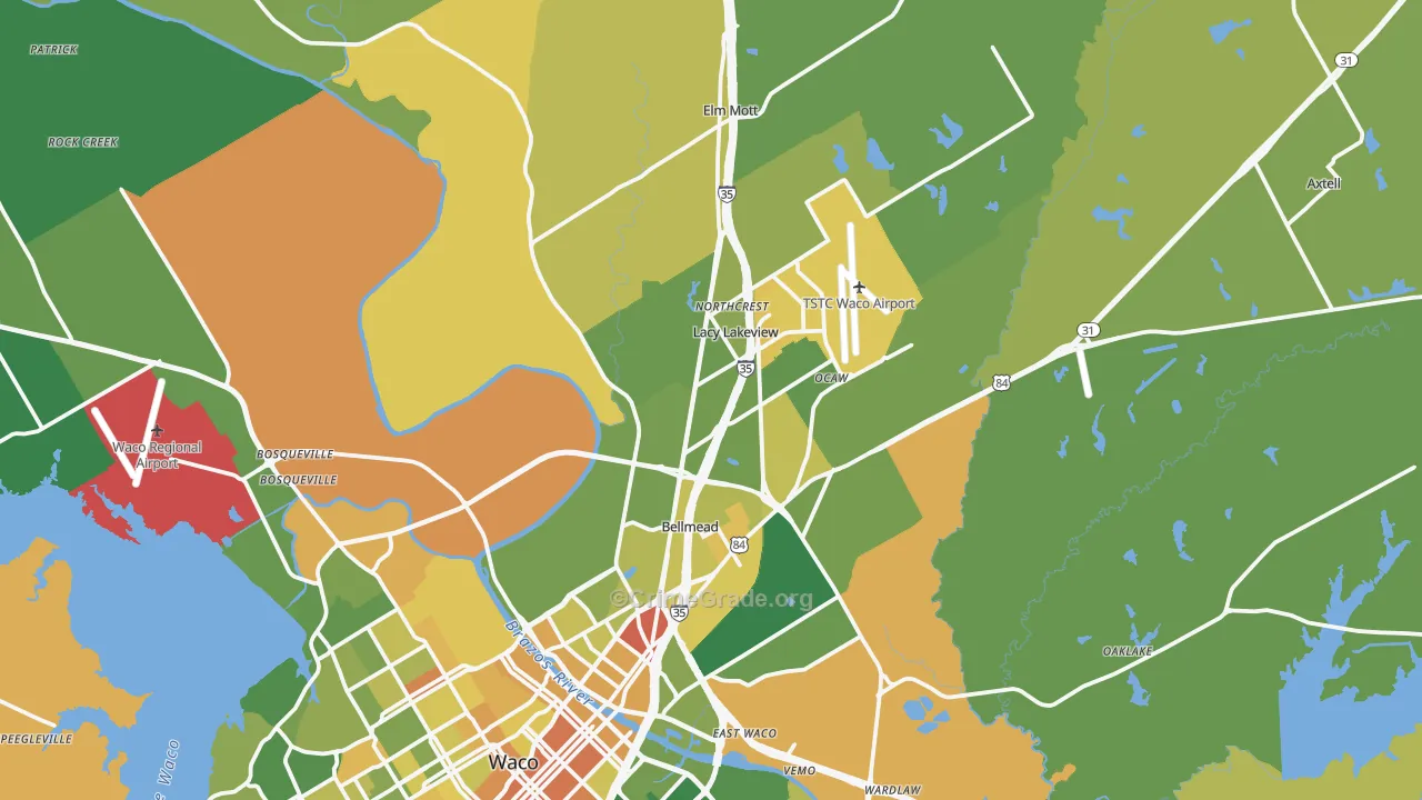 76705, TX Map of Drug-Related Crime Rates
