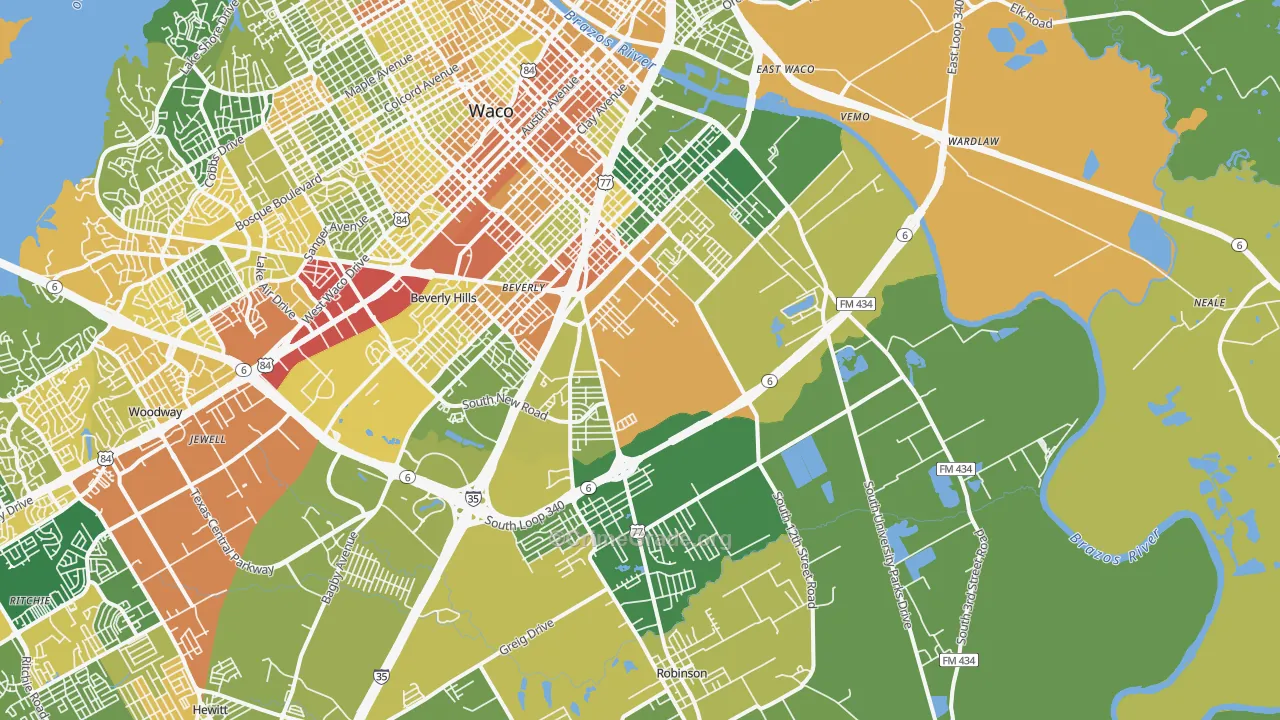 76706, TX Map of Drug-Related Crime Rates