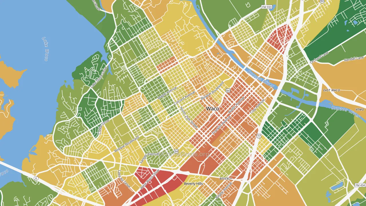 76707, TX Map of Drug-Related Crime Rates