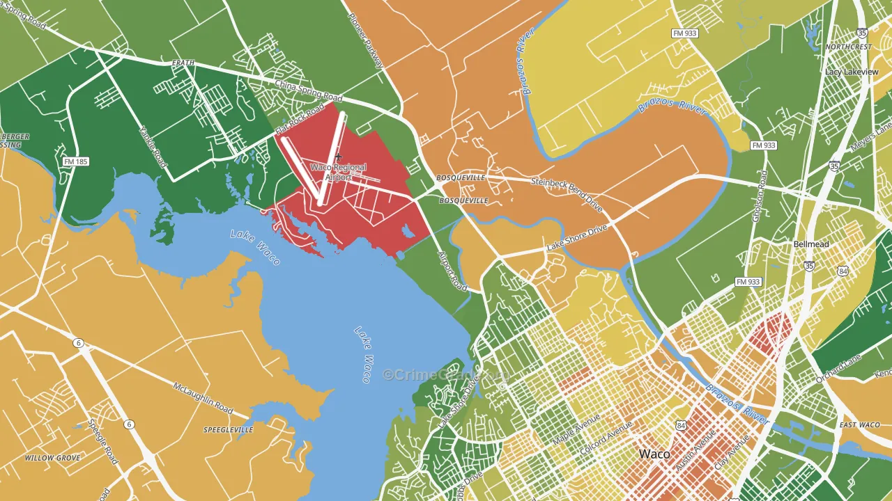 76708, TX Map of Drug-Related Crime Rates