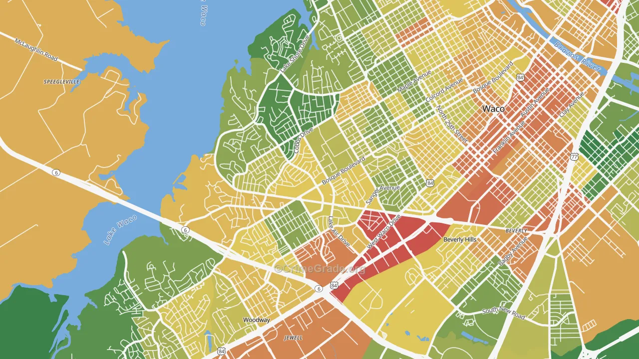 76710, TX Map of Drug-Related Crime Rates