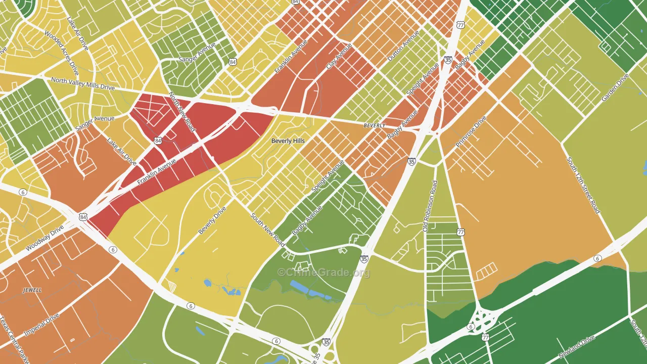 76711, TX Map of Drug-Related Crime Rates
