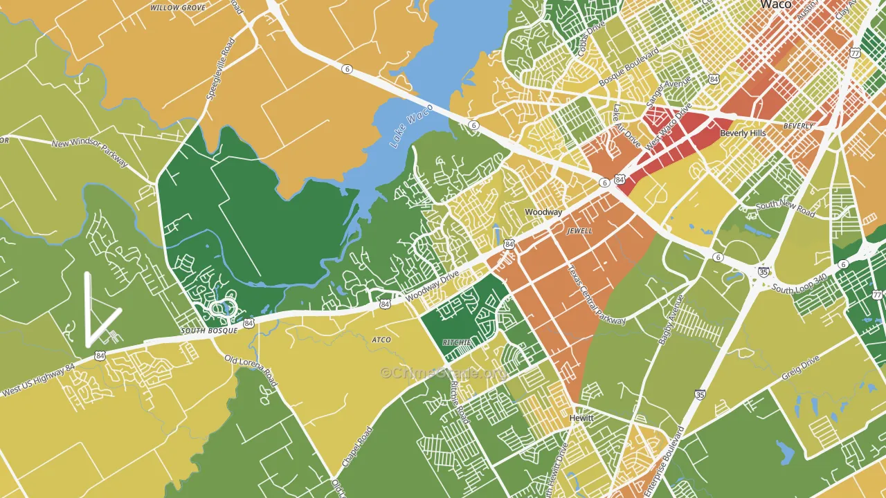 76712, TX Map of Drug-Related Crime Rates