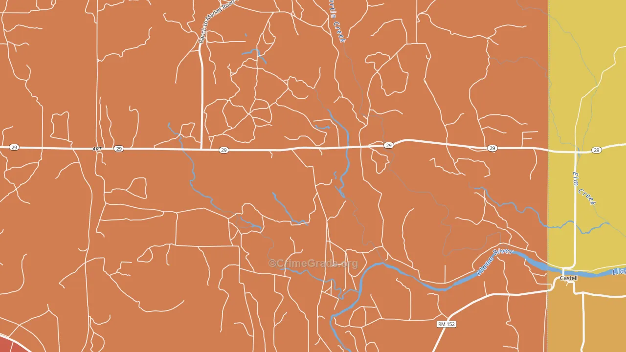 76820, TX Map of Drug-Related Crime Rates