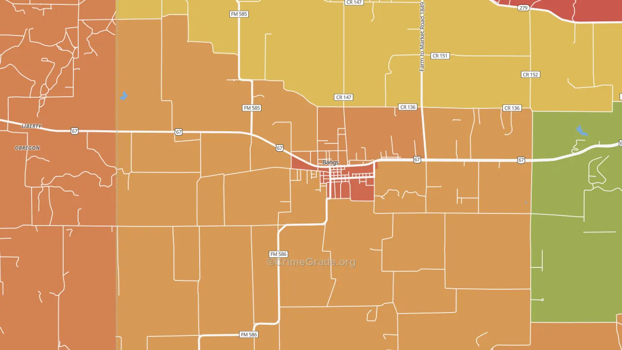 76823, TX Map of Drug-Related Crime Rates