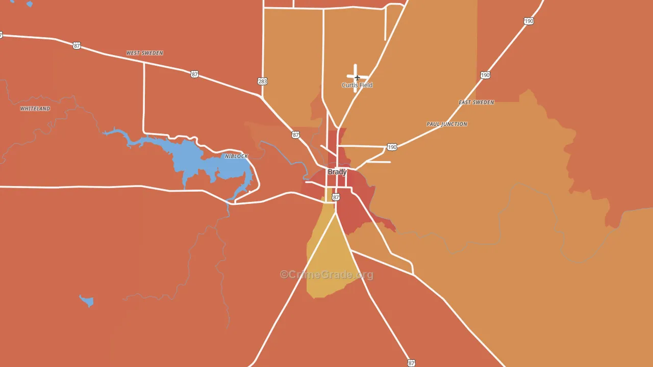 76825, TX Map of Drug-Related Crime Rates