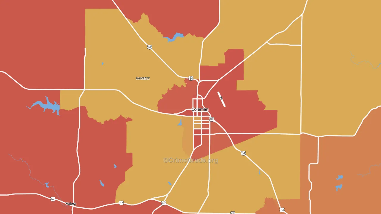 76834, TX Map of Drug-Related Crime Rates