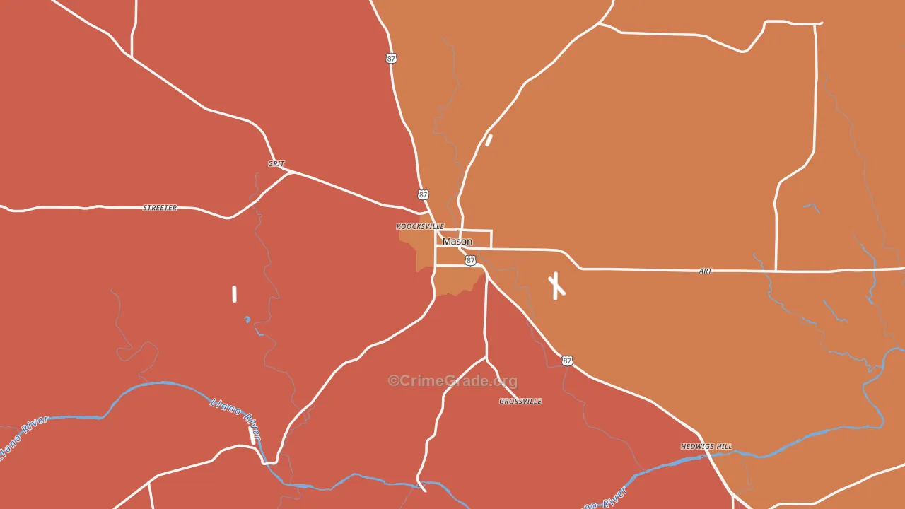 76856, TX Map of Drug-Related Crime Rates