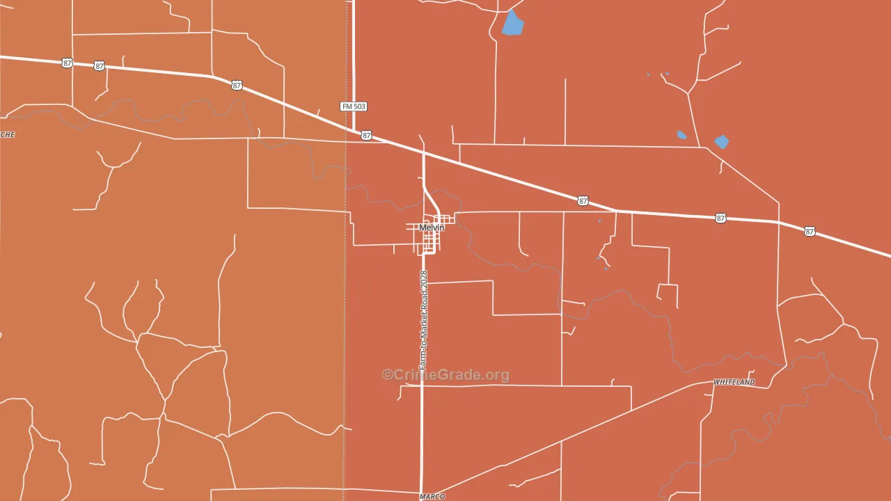 76858, TX Map of Drug-Related Crime Rates
