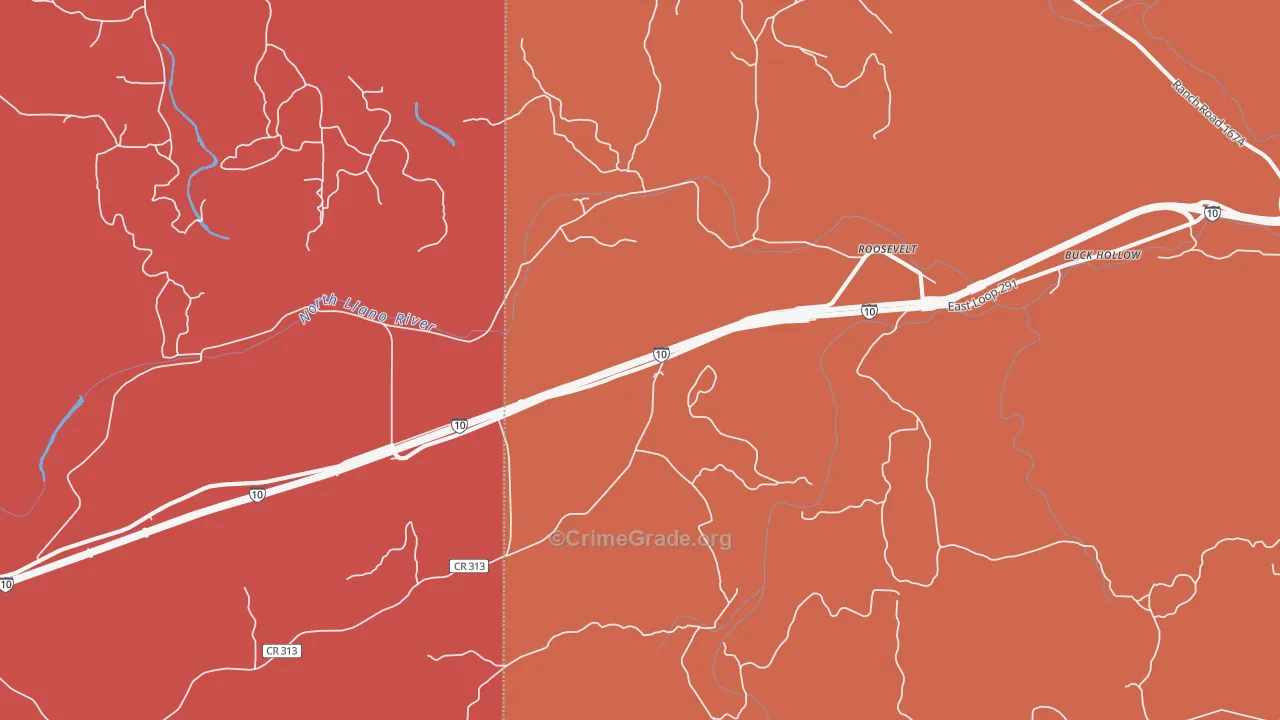 76874, TX Map of Drug-Related Crime Rates