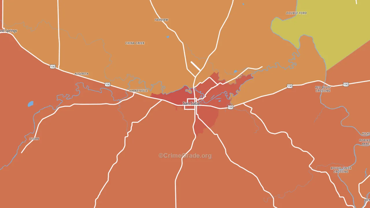 76877, TX Map of Drug-Related Crime Rates