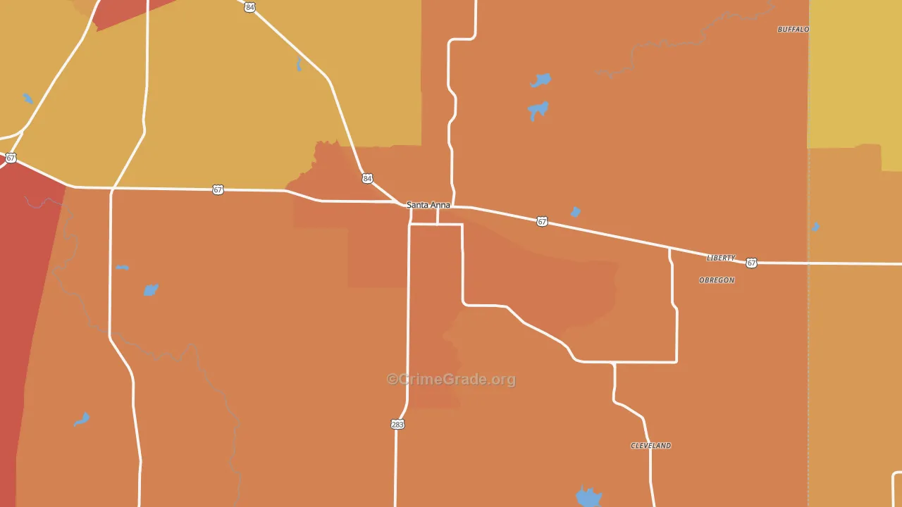 76878, TX Map of Drug-Related Crime Rates
