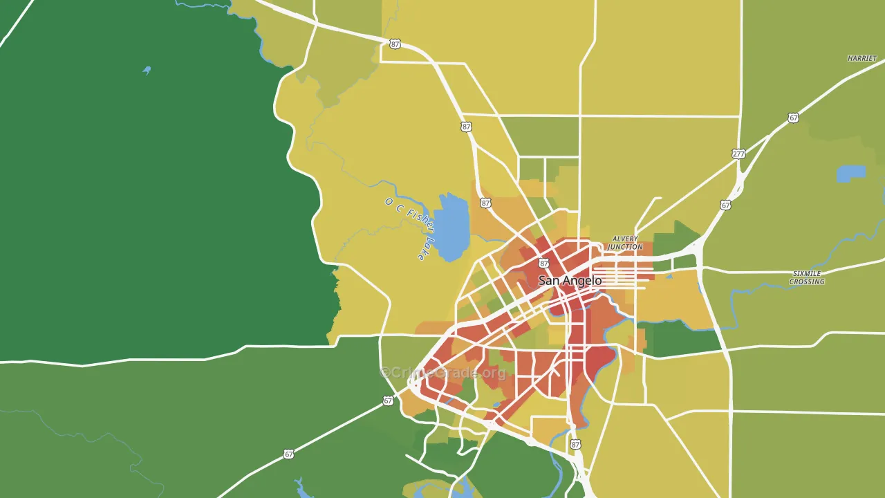 76901, TX Map of Drug-Related Crime Rates
