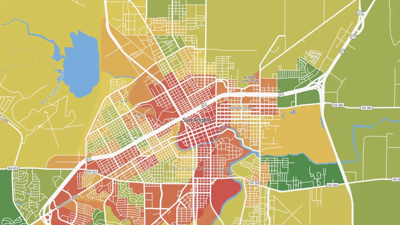 76903, TX Map of Drug-Related Crime Rates