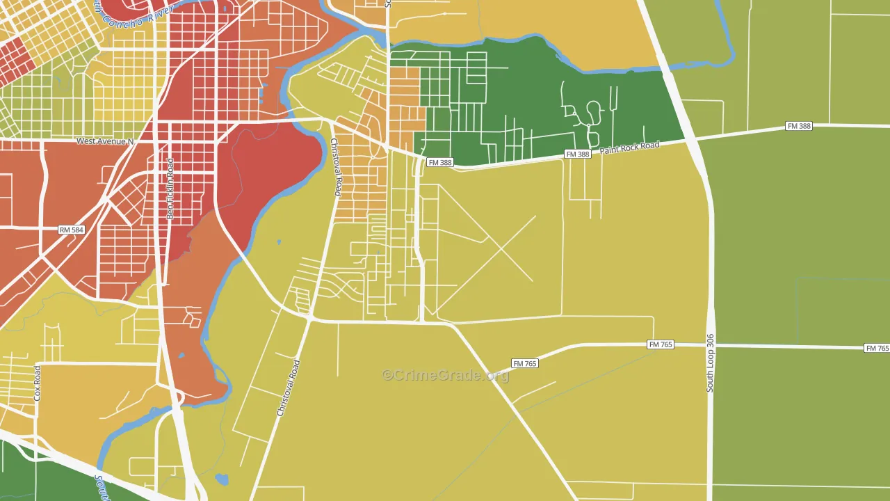 76908, TX Map of Drug-Related Crime Rates