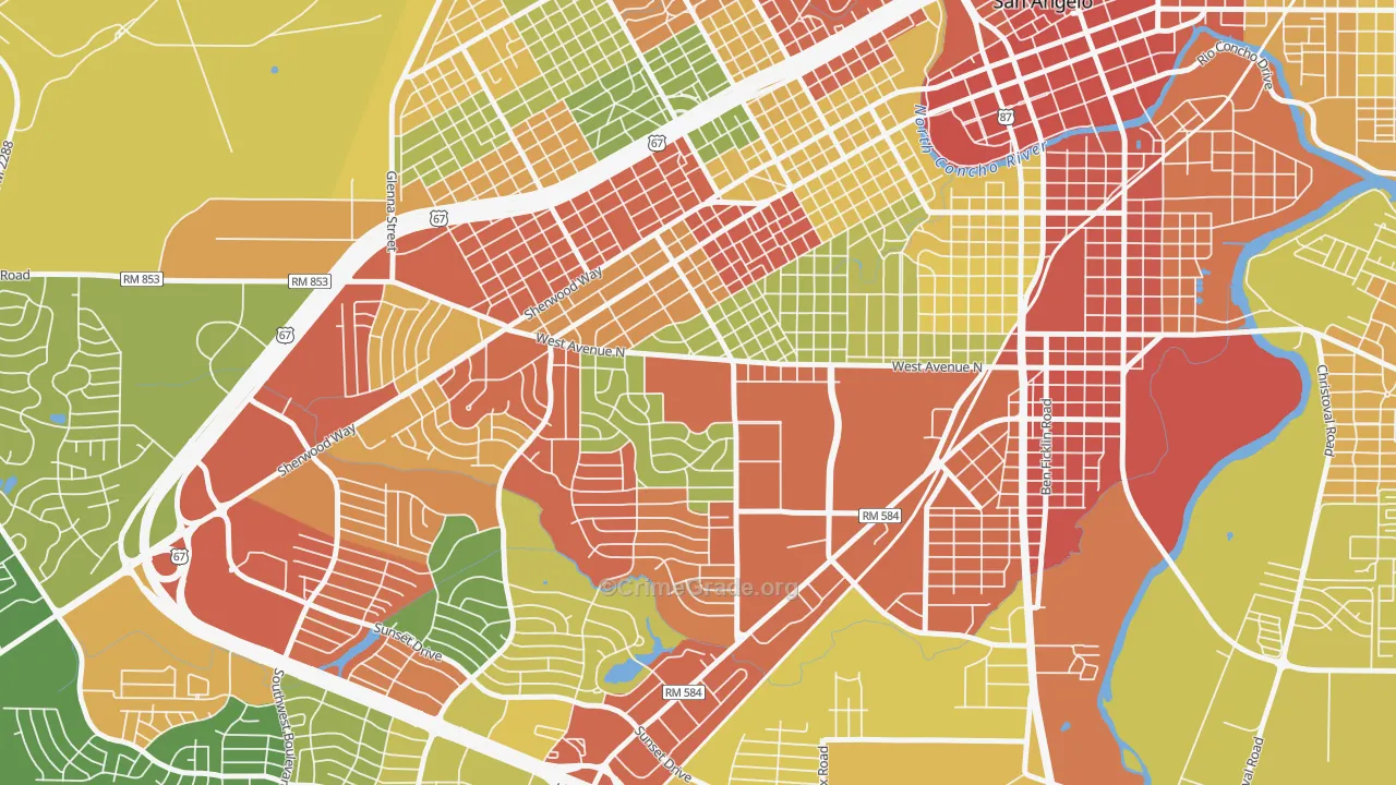 76909, TX Map of Drug-Related Crime Rates