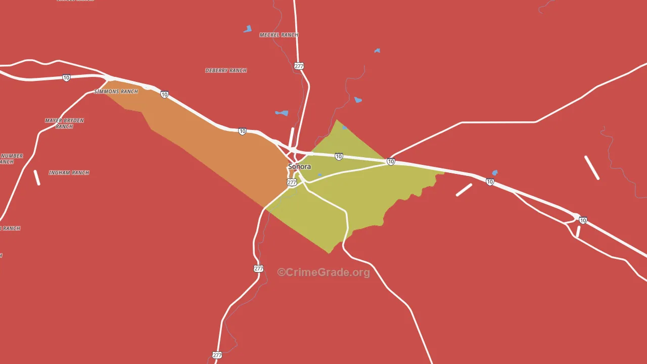 76950, TX Map of Drug-Related Crime Rates