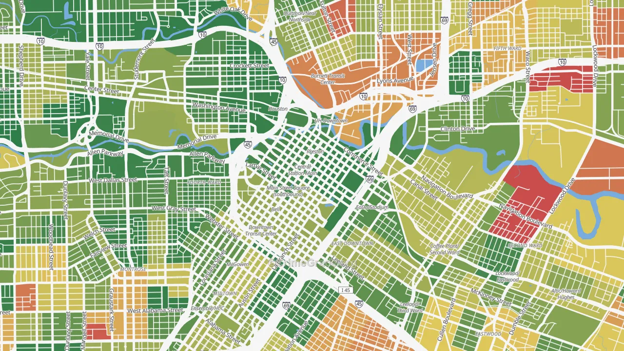 77002, TX Map of Drug-Related Crime Rates