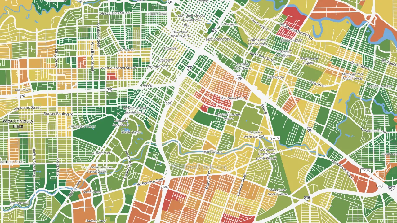 77004, TX Map of Drug-Related Crime Rates