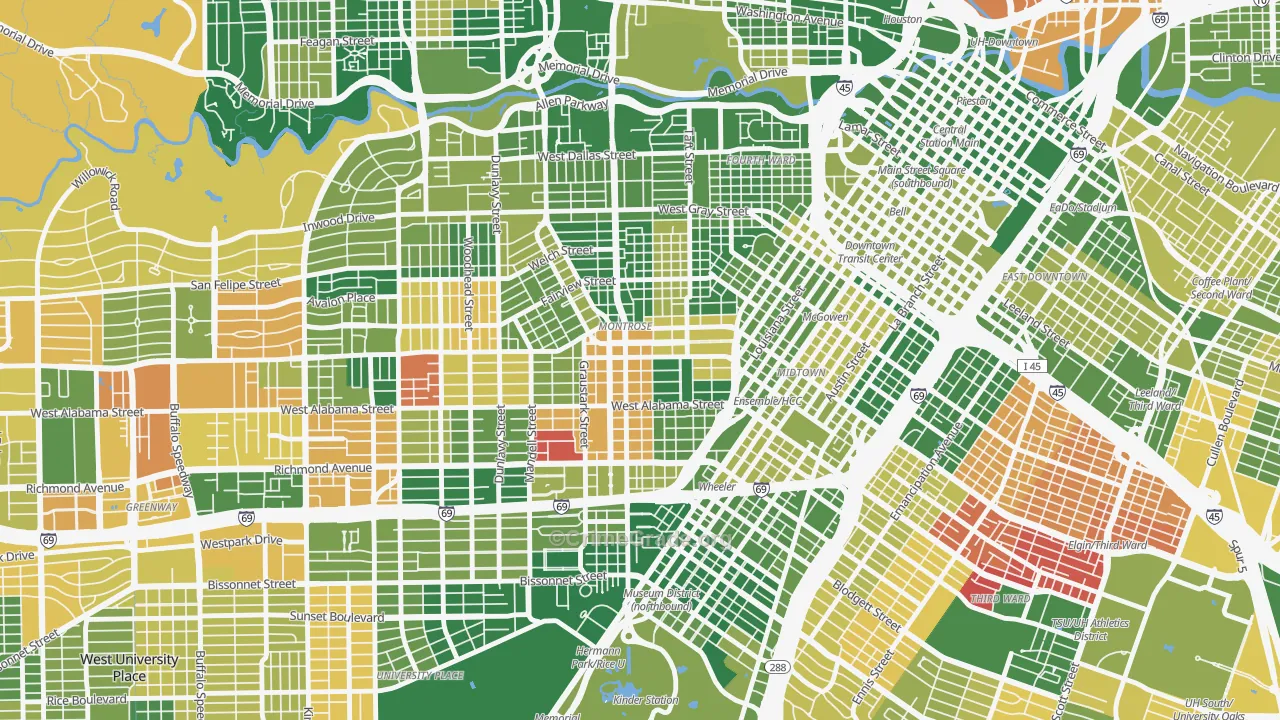 77006, TX Map of Drug-Related Crime Rates